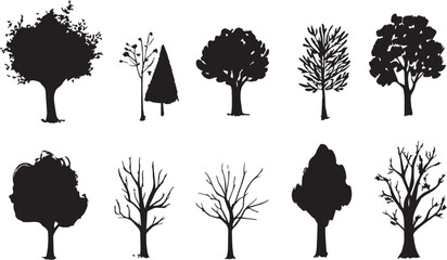 Fototapeta premium Set Trees. Hand drawn vector illustration 
