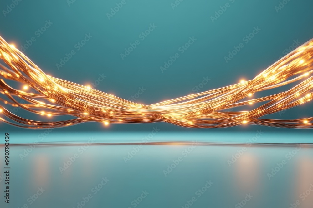Poster a mesmerizing display of glowing wires reflecting light and creating an enchanting atmosphere