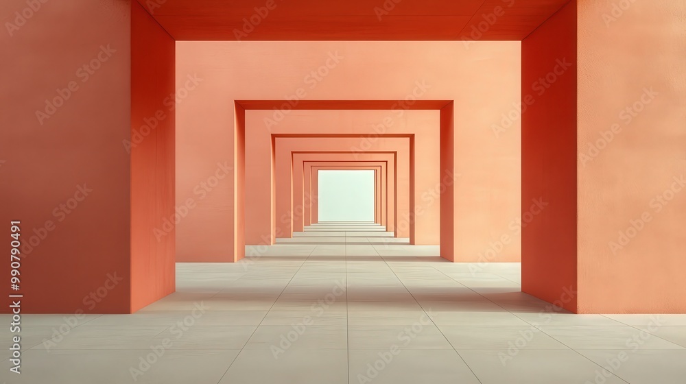 Poster endless horizons: captivating symmetry in the architecture of stunning corridors and frames