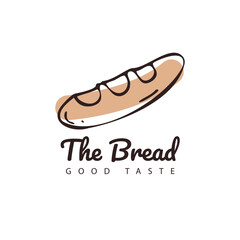 Bread logo with minimalist hand drawn sketch. Vector illustration.