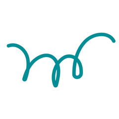 Teal abstract png line clipart, doodle scribble on transparent background