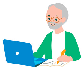 PNG senior e-learning character flat graphic