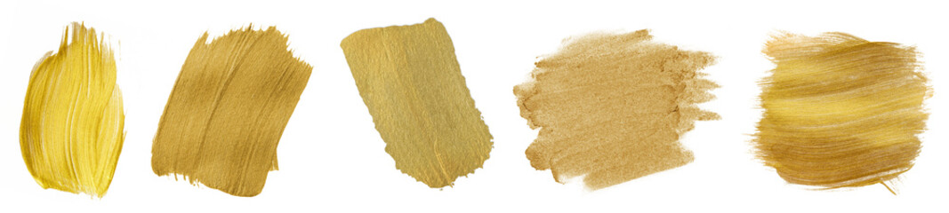 Gold brush stroke png cut out element set