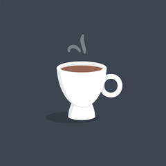 white ceramic coffee cup in flat vector design.