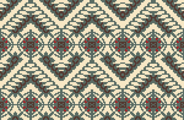 Motif Embroidery Ikat Quilt Patternfolk Embroidery, Aztec Geometric Ornament Print. Design for Carpet, Wallpaper, Clothing, Wrapping, Fabric