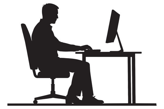 recommend clip art: silhouette of a person working on a computer