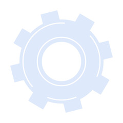 A light blue gear shape with multiple teeth symbolizes mechanics, industry, and technology. Ideal for tech, engineering, machinery, automation, and industrial themes. Minimalist vector style.