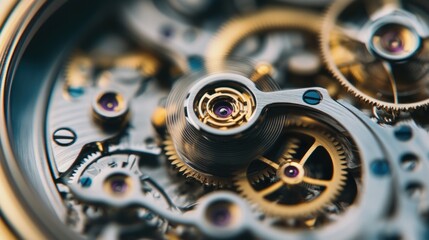 Close-up View of a Watch Mechanism
