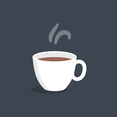 white hot coffee mug in flat vector design.