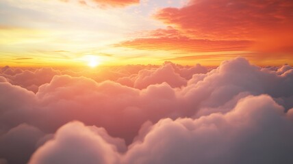 Fototapeta premium Serene Sunset Above Billowing Cumulus Clouds