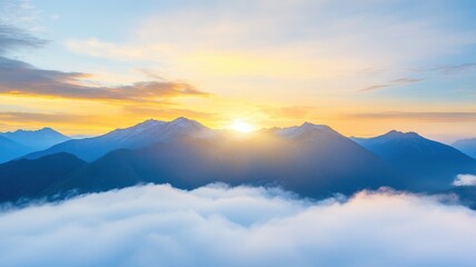 Fototapeta premium Mountain Ranges in Golden Light at Sunrise