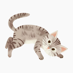 Fototapeta premium Cute playful cartoon cat