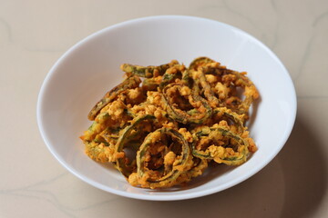 Marcha na ring bhajiya, Gujrati snack, ring fritters made with chili peppers