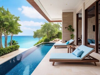 Fototapeta premium Breathtaking Designs for Luxury Pool Villas: Where Comfort Meets Style
