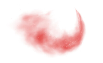 Magic red cigarette smoke. Magic red smoke with glitter and small particles of twinkling stars. Fog with luminous particles. Red vapor with stardust. Morning fog over land or water surface. Magic haze