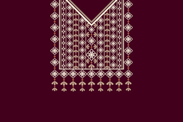 Geometric vectors Neckline embroidery on dark background for fashion clothing 