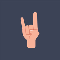 metal hand finger gesture in flat vector design.