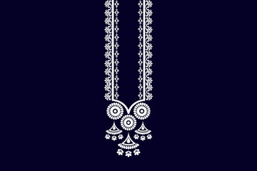 Geometric vectors Neckline embroidery on dark background for fashion clothing 