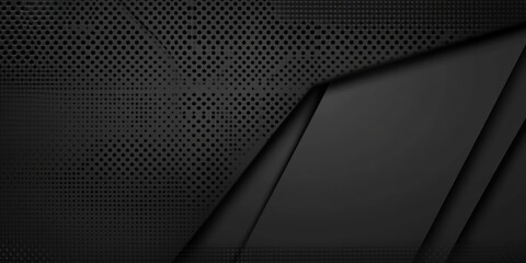 A sleek, modern black textured background with geometric patterns and layered elements.
