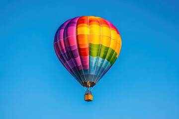 Fototapeta premium A colorful hot air balloon soaring in the clear blue sky during the daytime