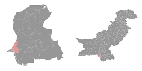 Malir district map, administrative division of Pakistan. Vector illustration.