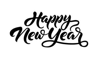 HAPPY NEW YEAR 2025 black vector brush calligraphy banner