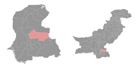 Sanghar district map, administrative division of Pakistan. Vector illustration.