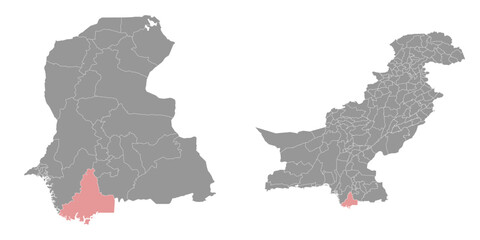 Fototapeta premium Sujawal district map, administrative division of Pakistan. Vector illustration.