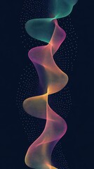Naklejka premium Abstract wave design with colorful gradients on a dark background.