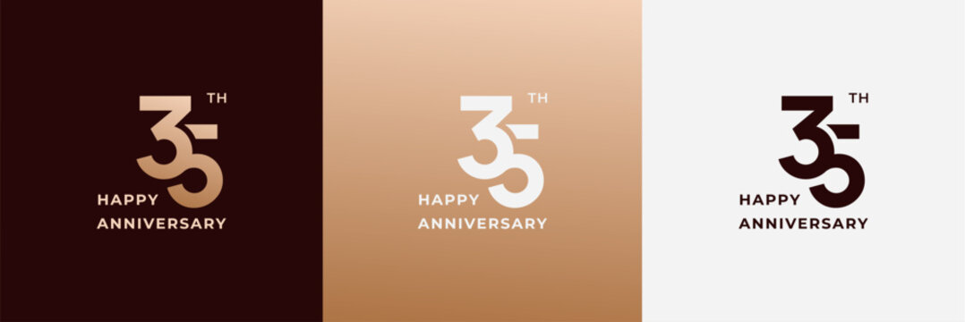 Logo 35th, 35 years anniversary, Creative design for celebration, birthday, greeting and invitation. Editable file