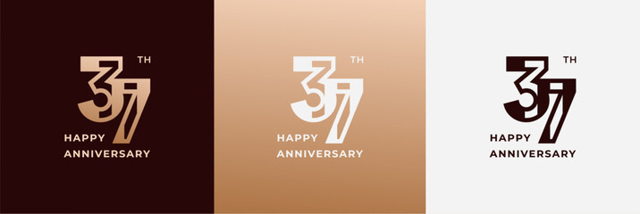 Logo 37th, 37 years happy anniversary, Creative design template for celebration, birthday, greeting and invitation. Editable file