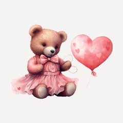 Cute teddy bear with balloon