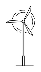 Simple wind turbine with three blades on a long shaft. Ideal for environmental awareness, renewable energy promotion, sustainable technology education, eco-friendly practices, and clean energy campaig