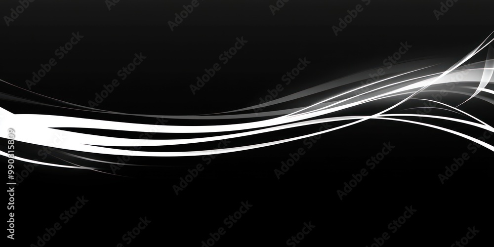 Poster A sleek, abstract design featuring flowing white lines on a black background.