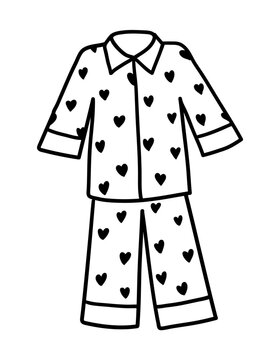 Line art vector illustration of pajama with hearts