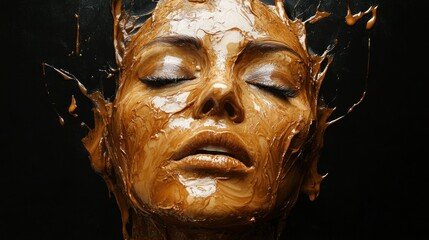 Visage immersed in fluid art, capturing timeless grace