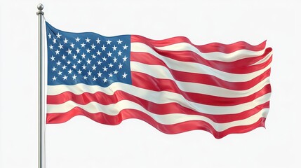 Fototapeta premium majestic american flag waving in gentle breeze crisp details and vibrant colors patriotic symbolism on clean white background