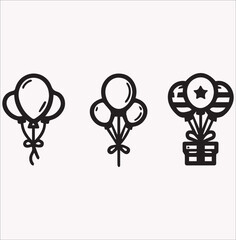 Line Art balloons vector icons silhouette on a white background