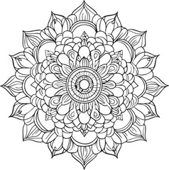 Floral flower mandala outline vector for coloring pages, attractive and simple mandala design.