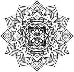 Floral flower mandala outline vector for coloring pages, attractive and simple mandala design.