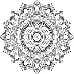 Floral flower mandala outline vector for coloring pages, attractive and simple mandala design.