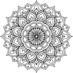 Floral flower mandala outline vector for coloring pages, attractive and simple mandala design.