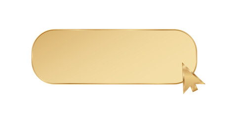 Golden click cursor button. Computer mouse pointer frame