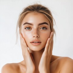 Portrait of woman with radiant skin and serene expression