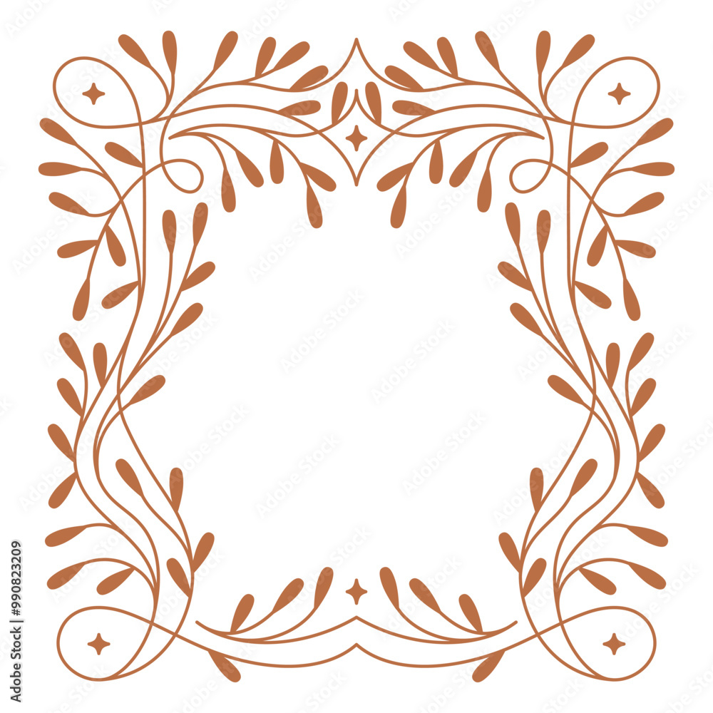 Fototapete Vector design element and illustration in simple linear style - boho arch logo design element and frame for social media stories and posts, square border with ornament and copy space for text
