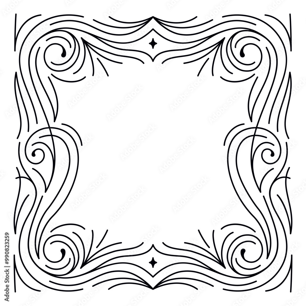 Fototapete Vector design element and illustration in simple linear style - boho arch logo design element and frame for social media stories and posts, square border with ornament and copy space for text
