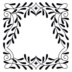 Vector design element and illustration in simple linear style - boho arch logo design element and frame for social media stories and posts, square border with ornament and copy space for text
