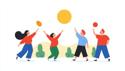 A group of friends playing frisbee in the park, laughing under the warm Sunday sun, Sunday park games, active fun