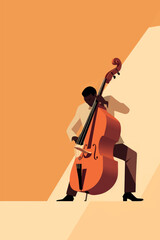 Musician playing double bass