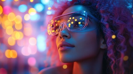 Immersive VR experience with vibrant lights and colors